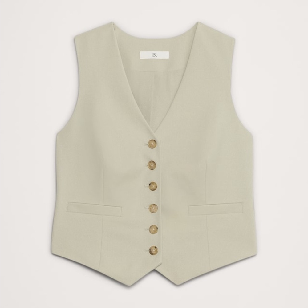 Banana Republic Italian Wool Tailored lined Vest, sage green, NWOT